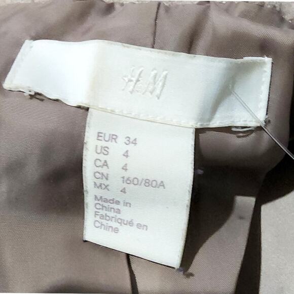 H&M Peacoat Tan Double Breasted Lined Coat Size 4 - Picture 4 of 7